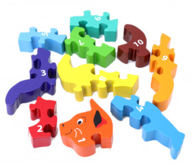 Puzzle 10 pièces en bois Chat multicolore
