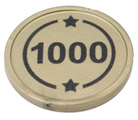 Jeton numéro 1000 rond plat de 30 x 4 mm rouge