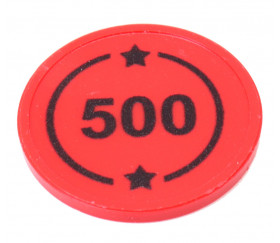 Jeton rond rouge 500 points de 2.9 cm pour jeux