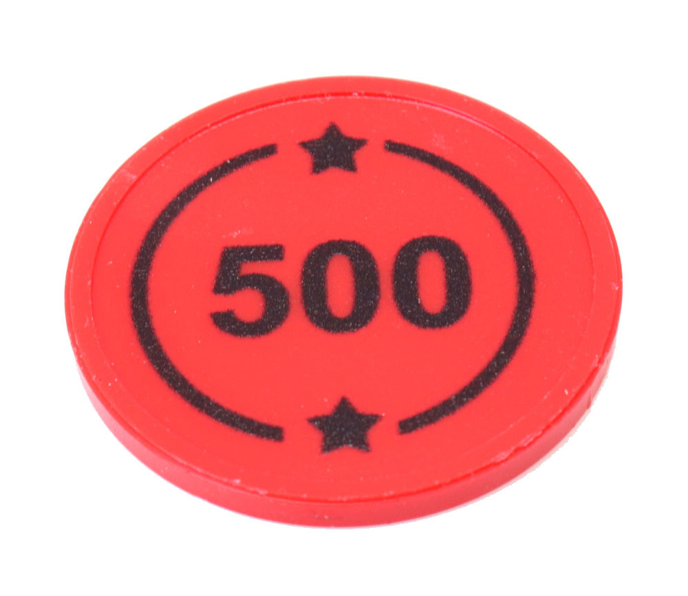 Jeton rond rouge 500 points de 2.9 cm pour jeux