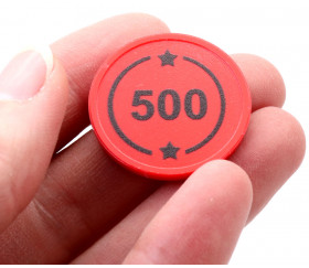 Jeton rond rouge 500 points de 2.9 cm pour jeux de société
