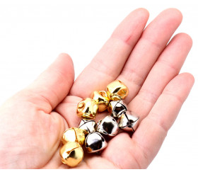 10 Grelots en métal doré et argenté Ø 1.3 cm
