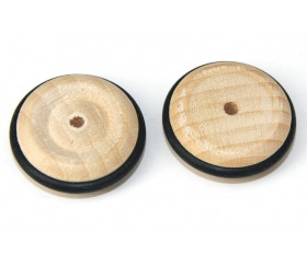 Roue en bois de 3.3 cm avec pneu caoutchouc noir