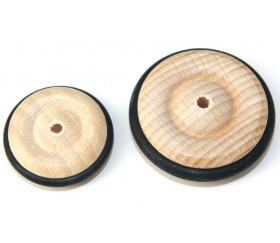 Roue en bois de 3.3 cm avec pneu caoutchouc noir