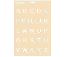 Pochoir trace lettres majuscules alphabet 20 x 30 cm