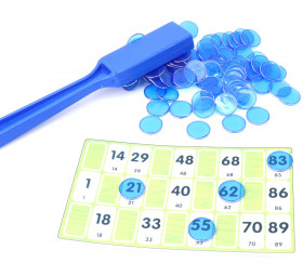 Ramasse jetons baton bleu + 100 jetons magnétiques pour jeu de loto