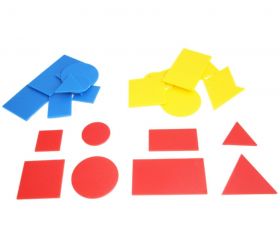 24 formes géométriques triangle, rectangle, carré, rond en 3 couleurs