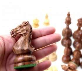 32 Pièces échecs bois T5 - TAJ buis et bois de rose pour jeux