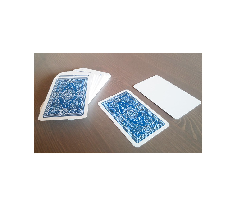 54 cartes à jouer recto blanc et verso bleu