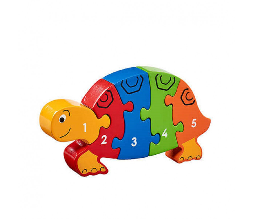 Puzzle bois tortue multicolore 5 pièces 1 à 5 - commerce équitable