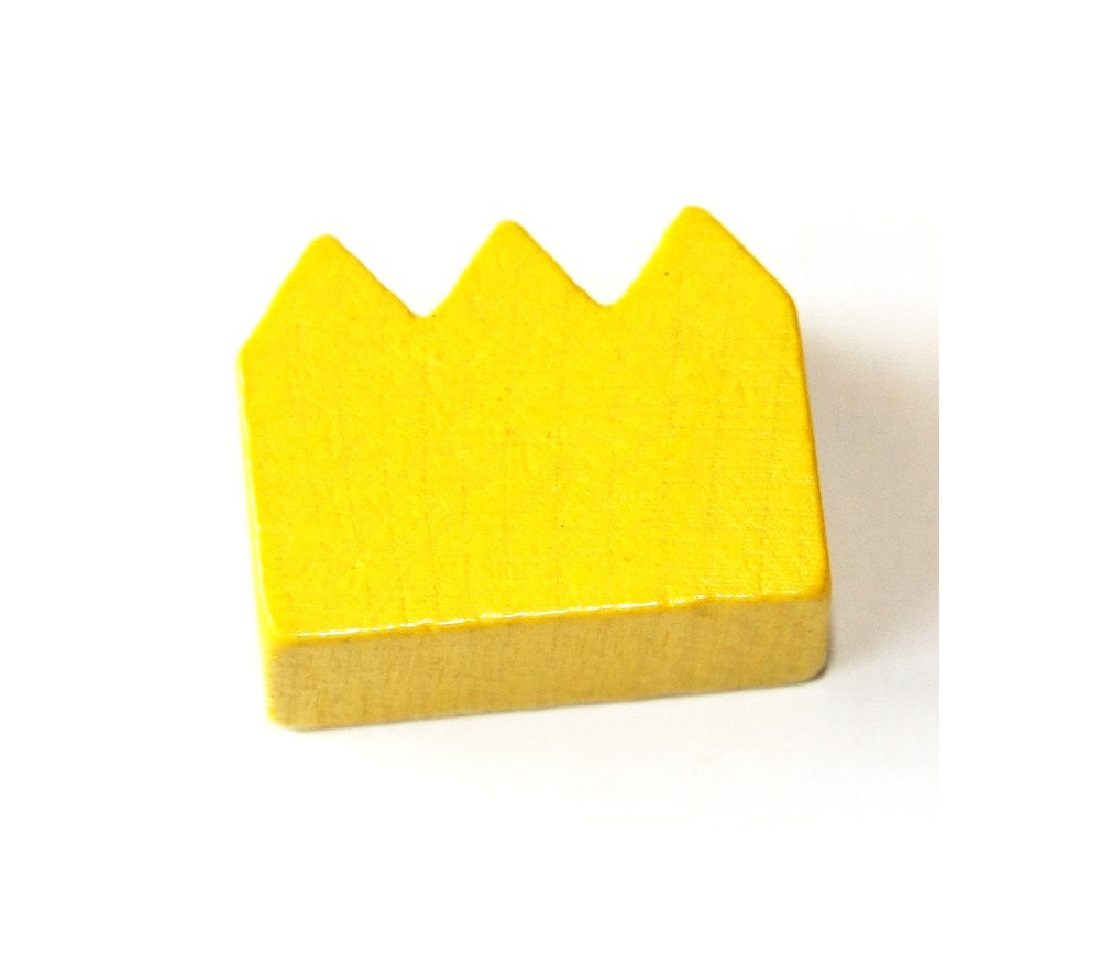 Couronne / fabrique pion de jeu  en bois 23 x 18 x 10 mm jaune