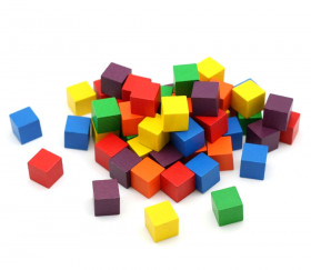 60 Cubes 2 x 2 cm en bois colorés