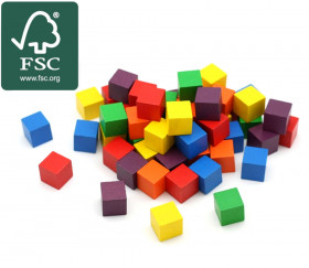 102 Cubes 2 x 2 cm en bois colorés FCS