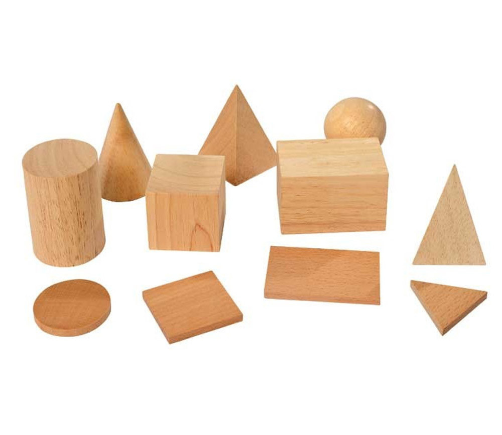 11 solides en bois formes géométriques diverses