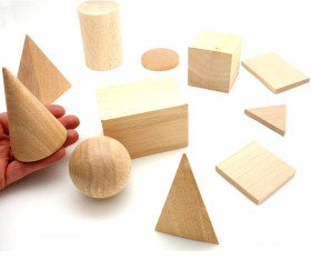 11 solides en bois formes géométriques diverses