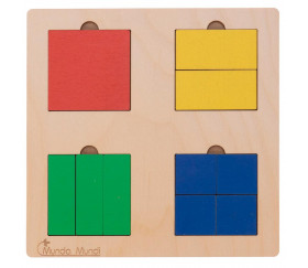 3 Puzzles fractions et portions en bois colorés