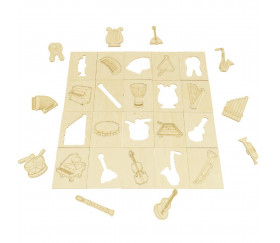 20 plaques puzzles en bois découverte des instruments de musique