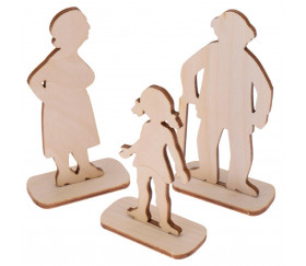 6 Figurines famille en bois à décorer grands parents et petite fille