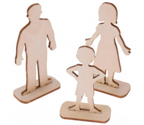 6 Figurines famille en bois à décorer parents et petit garçon