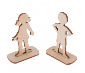 6 Figurines famille en bois à décorer fille et garçon