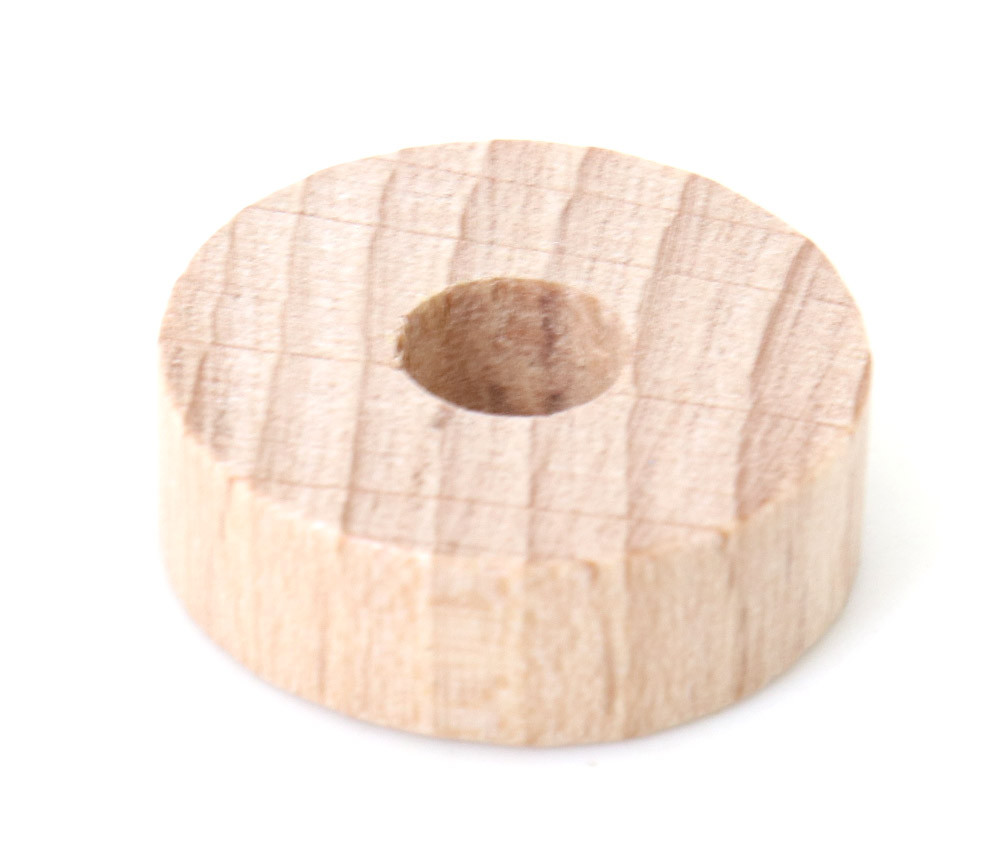 Jeton troué naturel bois pour jeu pions 21 x 7 mm à l'unité avec trou de 7 mm