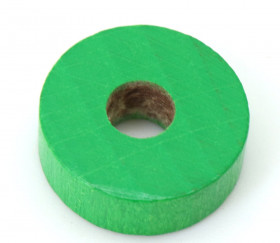 Jeton troué vert bois pour jeu pions 21 x 7 mm à l'unité avec trou de 7 mm