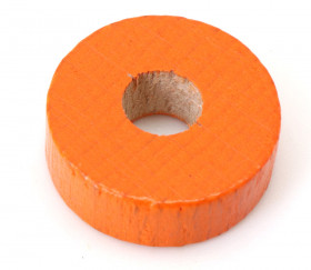 Jeton troué orange bois pour jeu pions 21 x 7 mm à l'unité avec trou de 7 mm
