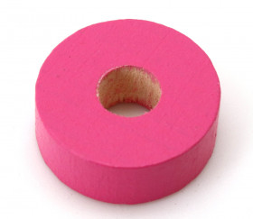 Jeton troué rose bois pour jeu pions 21 x 7 mm à l'unité avec trou de 7 mm