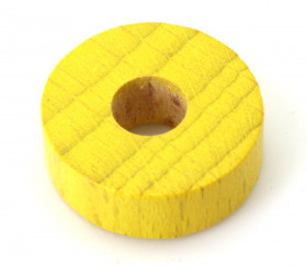 Jeton troué jaune bois pour jeu pions 21 x 7 mm à l'unité avec trou de 7 mm