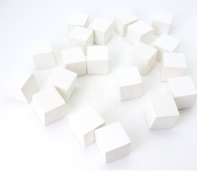 Cube en bois 3 cm blanc pour jeu 30 x 30 x 30 mm