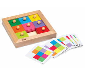 Puzzle en bois à bouton avec fiches d'activités - jeu de motricité fine