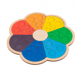 Puzzle fleur ronds et couleurs - Jeu trieur en bois Montessori