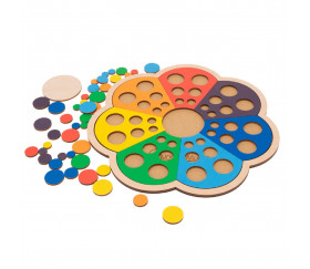 Puzzle des ronds et des couleurs - Jeu trieur en bois Montessori - apprendre les couleurs