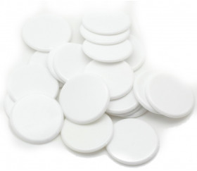 Lot 20 Jetons ronds blanc 25 mm de diamètre en plastique plat
