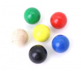Lot de 6 boules 25 mm bois 6 couleurs pour jeux