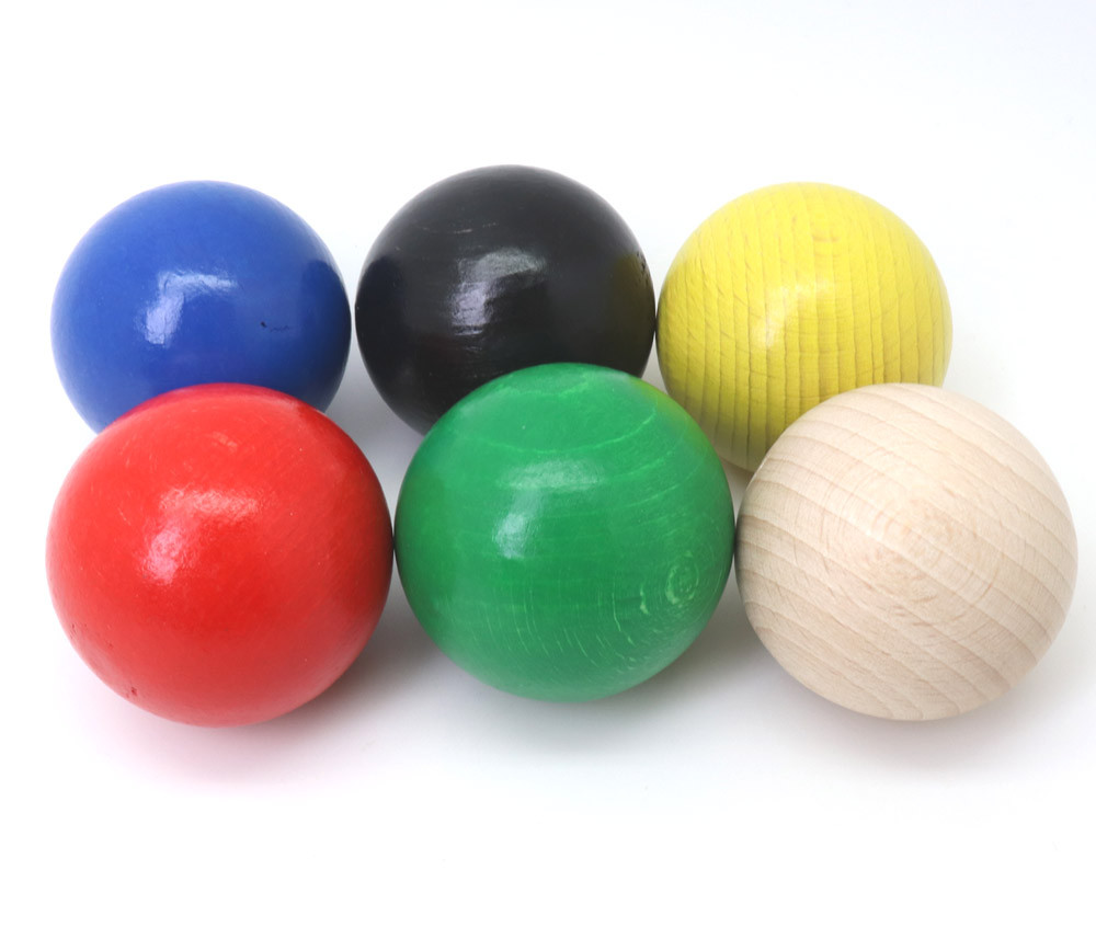 6 boules 5 cm en bois multicolores 6 couleurs pour jeux