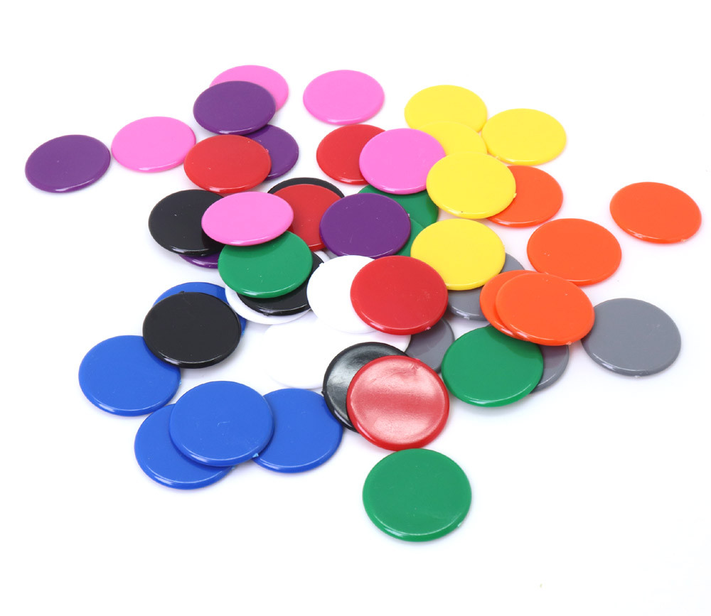 50 jetons multicolores 3 cm en 10 couleurs pour jeu - pions ronds 30 mm