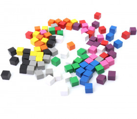 200 petits cubes en bois multicolores 1 cm pour jeu - en 10 couleurs