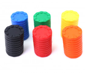 Lot 60 jetons plastiques empilables 3 cm pour jeu - diamètre 30 mm en 6 couleurs