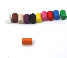 Mini cylindre 10x15 mm en bois certifié FSC coloré pour jeu unité