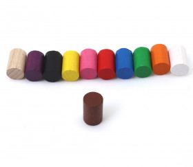 Mini cylindre 10x15 mm en bois certifié FSC coloré pour jeu unité