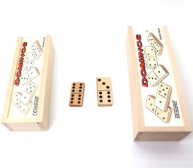 Coffret jeu dominos bois standard 6 x 2.8 cm - fabriqué en France