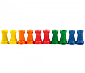 10 tours en bois colorées pour jeu d'échecs