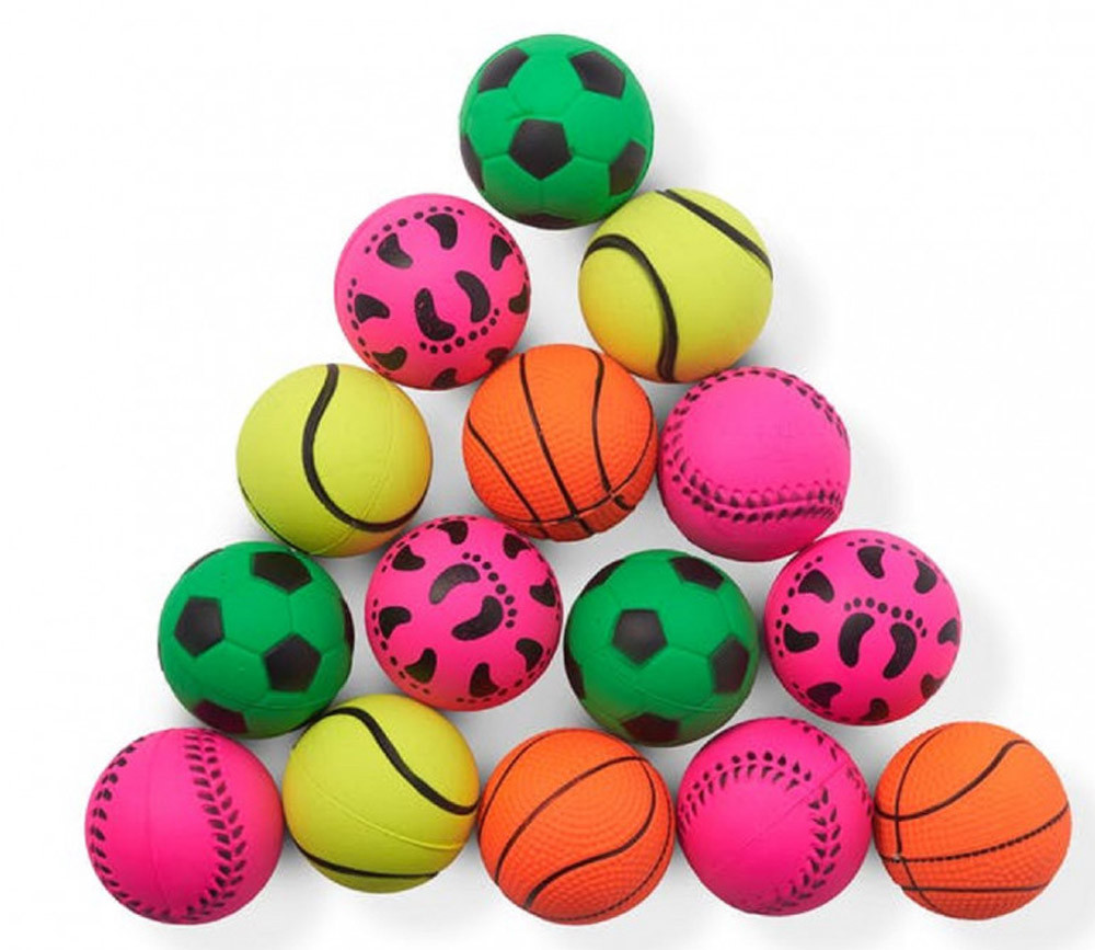 15 balles Ø 7 cm - mini ballon foot, basket, baseball, tennis pour