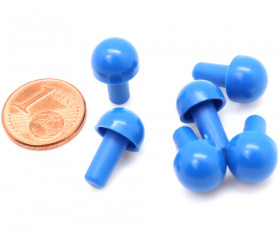 6 pions bleus opaques en forme de champignon à encastrer 15 x 9.5 mm