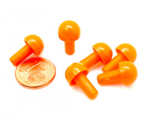 6 pions orange en forme de champignon à encastrer 15 x 9.5 mm