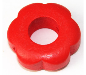 Fleur en bois rouge perle 31 mm diamètre