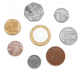 66 pièces argent UK - LIVRES sterling anglais monnaie factice