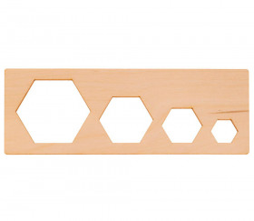 Calque d'écriture géométrique Montessori du plus grand au plus petit dans une boite en bois