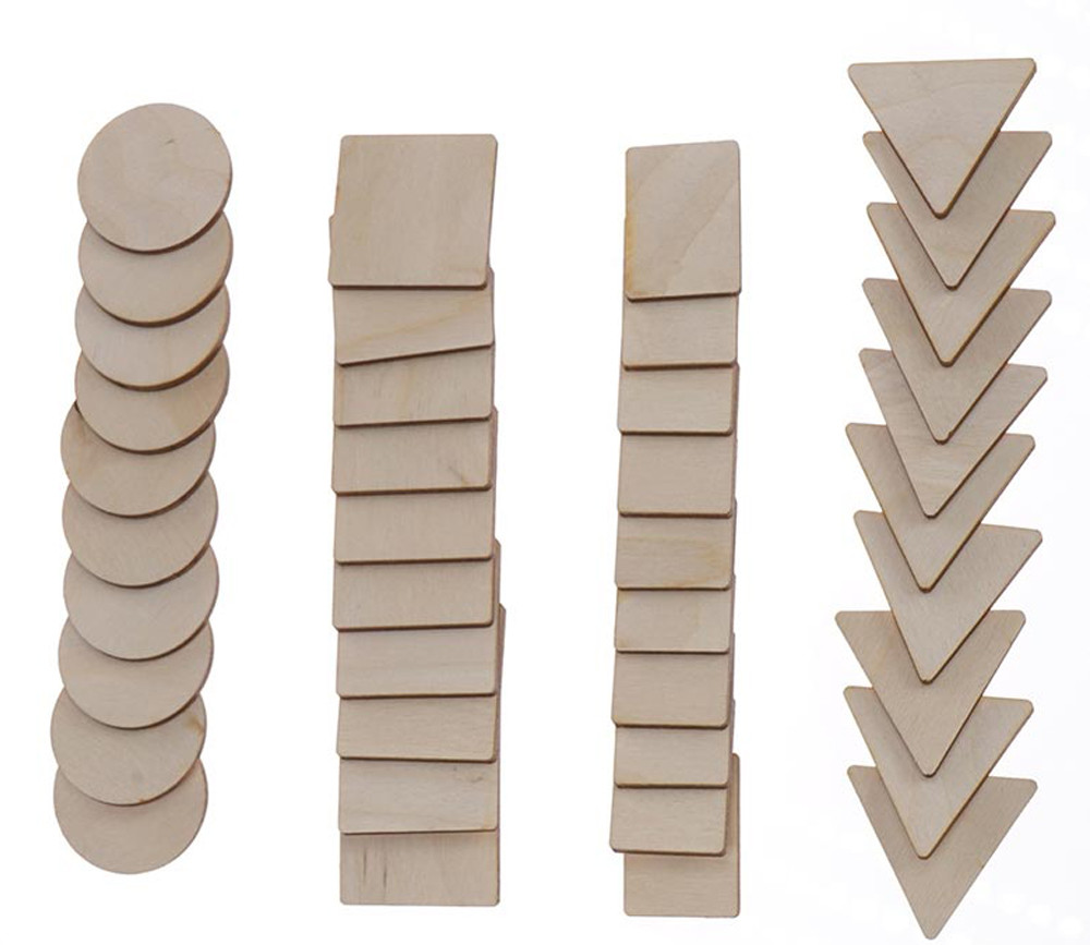 40 Formes géométriques bois naturel 3 cm